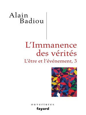 cover image of L'immanence des vérités